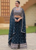 Georgette Blue Party Wear Embroidery Work Lehenga Choli